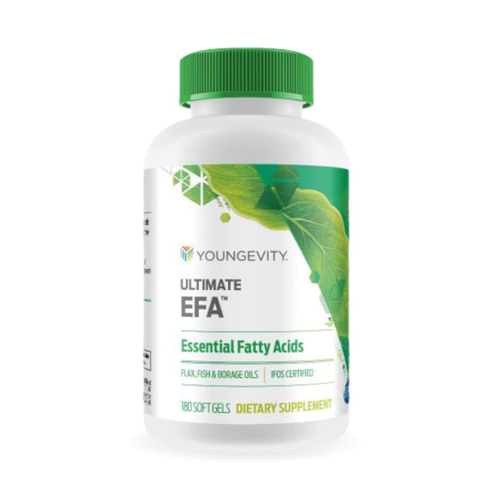 Youngevity Ultimate EFA - Essential Fatty Acid의 유기 소스 | 오메가 3, 6, & 9 | Borage, Flax & Fish Oil | 180 개 (180 개)