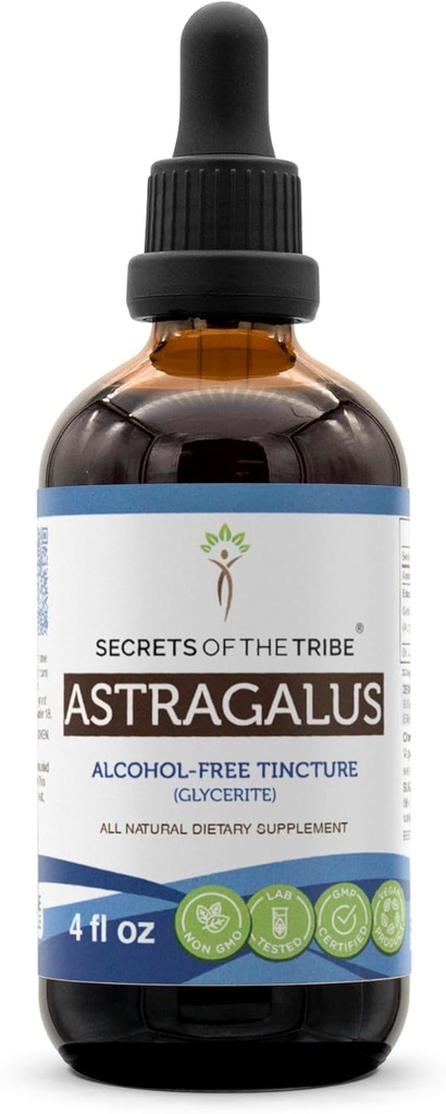 Tribe Astragalus Tincture 알코올 무료 액체 추출의 비밀, Astragalus (Astragalus membranaceus) 건조 루트 (4 FL OZ)