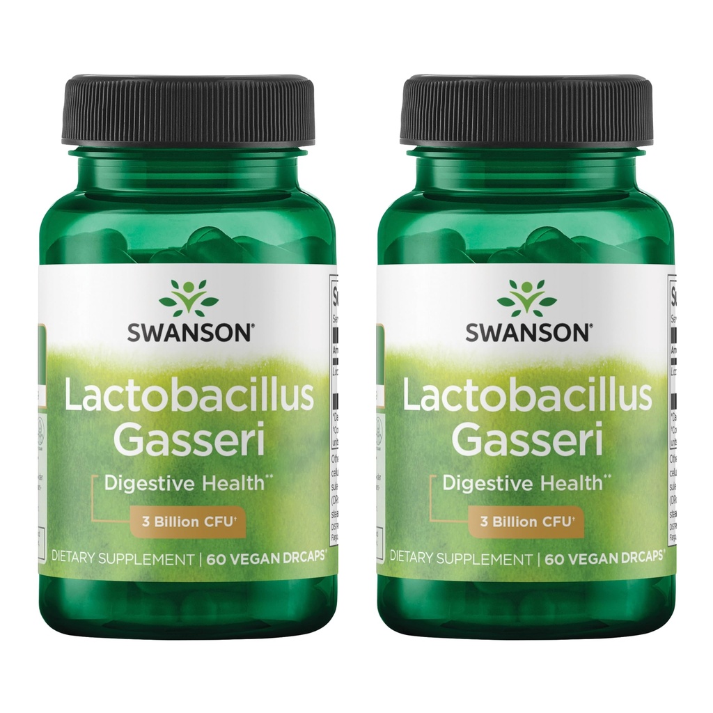 Swanson Lactobacillus Gasseri - Probiotic Supplement Supporting Digestive Health with 3 억 CFU - 디자인 렌즈 Satiety & Fat Metabolism 지원 - (60 Veggie 캡슐) 2 병