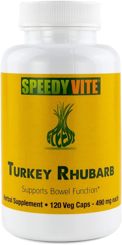 SpeedyVite® Turkey Rhubarb 공식 | 지원 Bowel Function* | Colon Detox 및 Cleanse Formula | 포함 Cascara Sagrada, Senna, Psyllium, Aloe Vera, Slippery Elm 및 기타 (1x 120 Veg Cap)
