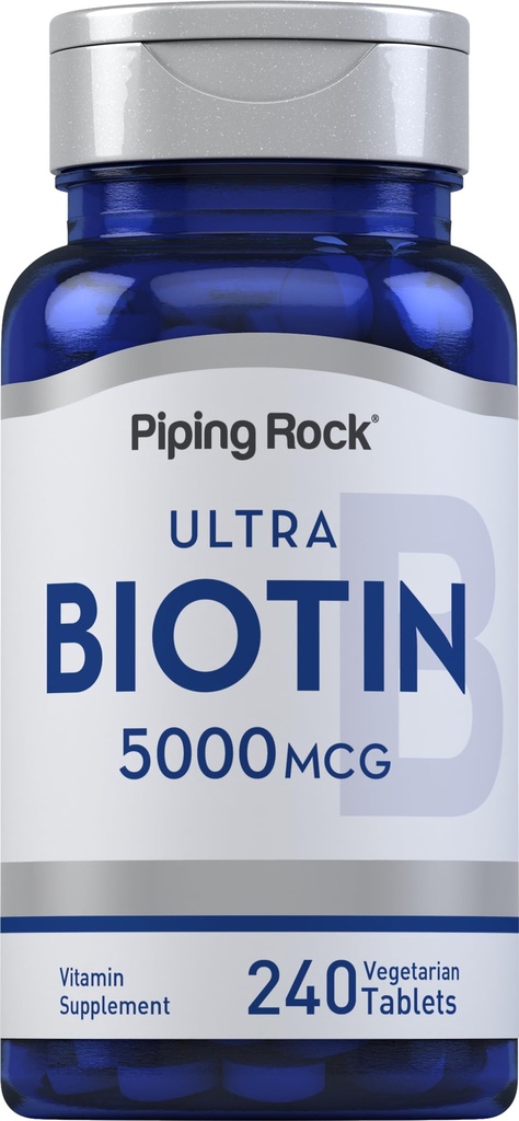 Piping Rock Biotin 5000mcg | 240 정제 | 미용 비타민 보충 | 채식주의, 비 GMO, 글루텐 무료