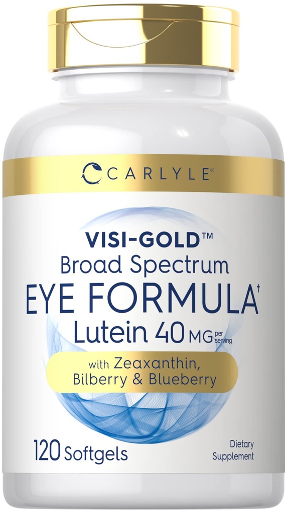 Carlyle Eye Health Supplement | 120 Softgels | 루테인 40mg, Zeaxanthin, Bilberry 및 Blueberry | Broad Spectrum Eye Support Vitamin | Non-GMO, 글루텐 프리 포뮬러