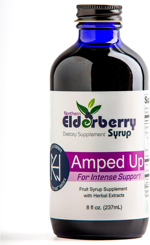 Elderberry Syrup, Black Sambucus, Plant-Based Dietary Supplement, 7 Organic Herbs : Echinacea, Rosehips, Honey, Immune Wellness Booster Support, USA Made, 글루텐 프리