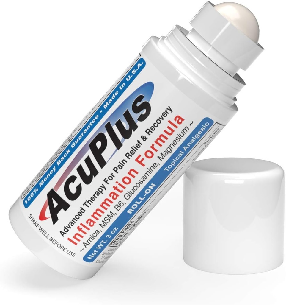 AcuPlus - 통증 완화 롤 온 - 근육과 관절에 화제 항 염증 - 관절염 통증 Reliever, Bursitis, Tendonitis 크림 - TSA Compliant, 편리한 롤 - 3 fl. oz. (팩 1)