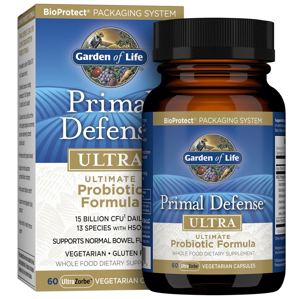 소화 건강 및 Gut 건강 균형을위한 생명 프로 바이오 틱의 정원, Primal Defense Ultra Ultimate Formula, 15 억 CFU 및 13 Strains Plus HSOs, 채식 및 글루텐 무료, 60 캡슐