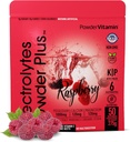 PowderVitamin Electrolytes 분말 플러스 (50 서빙) 라즈베리 전자 분말 Zero Calorie Keto, 0 설탕, No Maltodextrin, 1000mg 칼륨, 120mg 칼슘, 120mg 마그네슘, 하이드로 션 분말