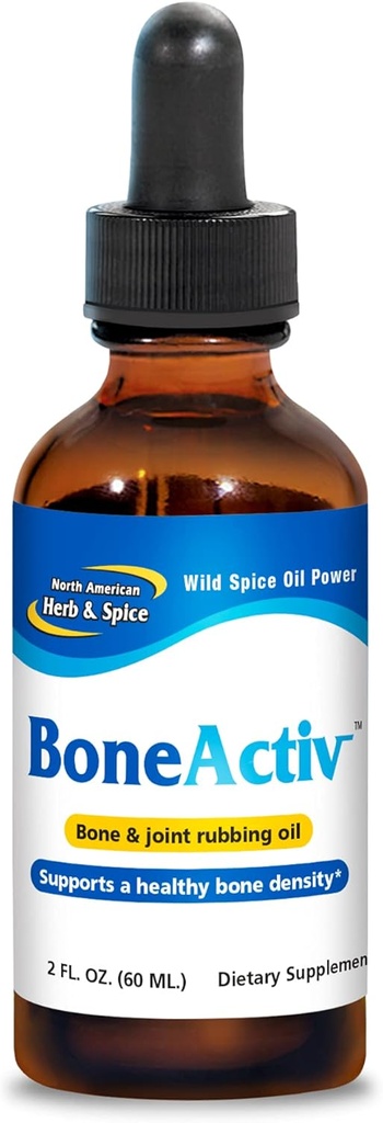북미 허브 및 향신료 BoneActiv - 2 fl. oz. - 뼈 및 관절 마찰 기름 - 건강한 뼈 지원 - 비 GMO, Vegan - 346 서빙