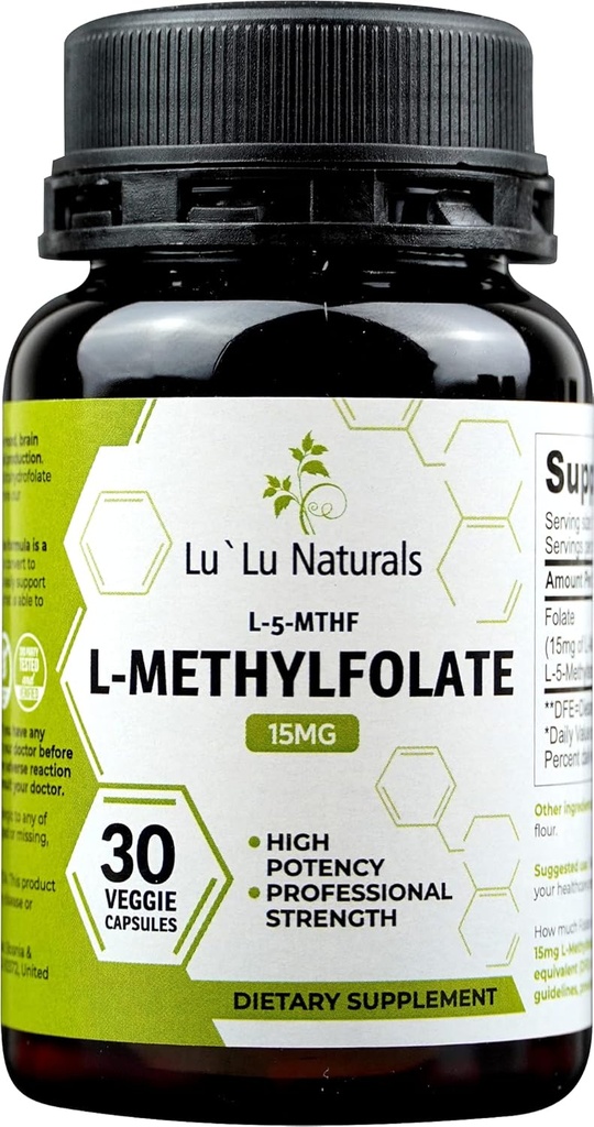 Lu'Lu Naturals L Methylfolate 15mg는 메틸 Folate, Folic 산, 5-mthf 30 Veggie 모자를 활성화했습니다