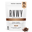 RNWY Complete Protein, 25g Yeast Protein + 5g Creatine Monohydrate, Vegan, Dairy-Free, Informed Sport, Endurance Athletes, 초콜릿, 21 서빙을위한 포스트 운동 복구