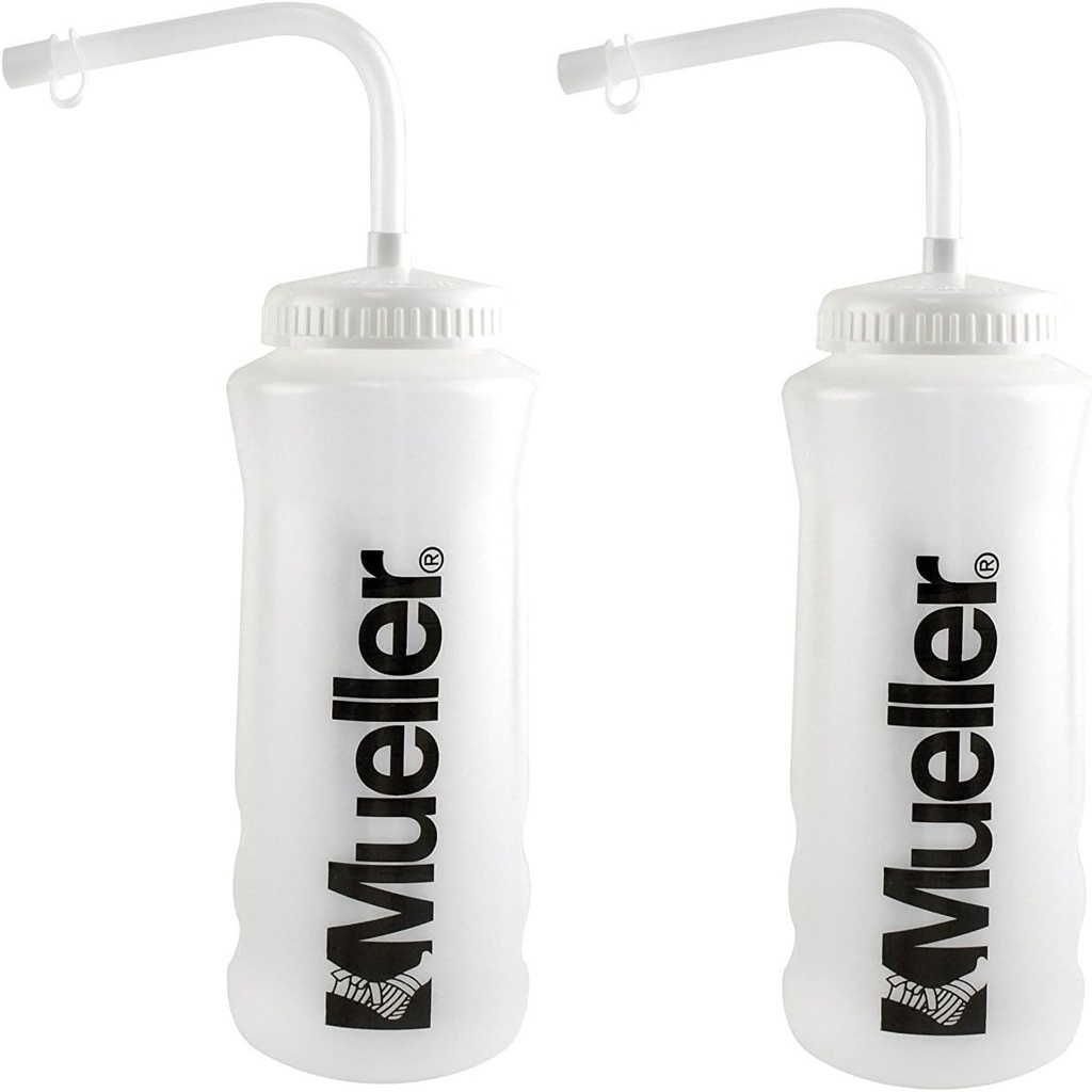 Mueller Quart 병 w/Straw의 자연적인 색깔 w/검정 편지 (2 팩)