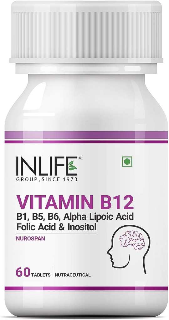 비타민 B12 B1, B5, B6, 알파 Lipoic 산 ALA, Folic 산, Inositol 보충제 - 60