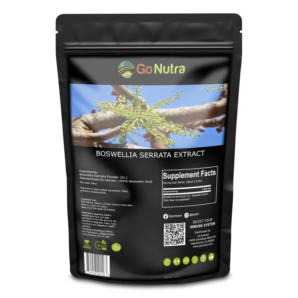 Nutra Boswellia Serrata 추출물 분말 10:1 힘 65% Boswellic 산 Frankincense 보충교재 합동 지원 - 8개 oz.