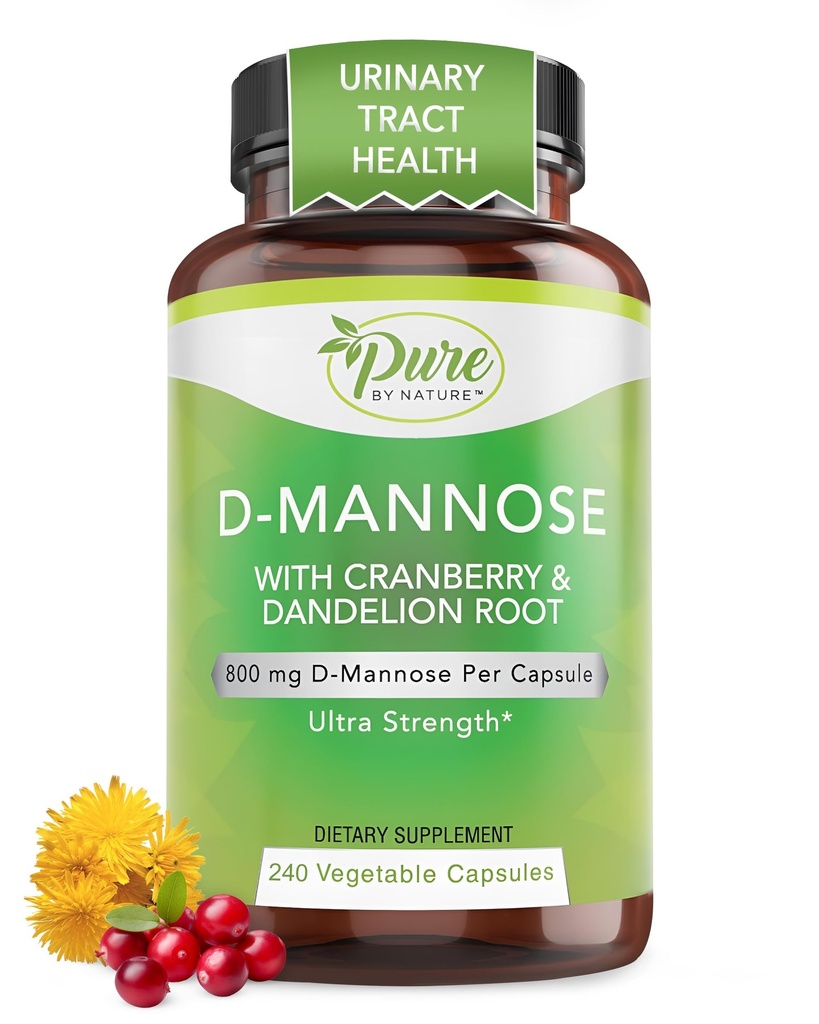 Cranberry & Dandelion 추출물, Urinary Tract 건강 지원, 넘치는 불순, Detox 몸, 240 조사를 가진 성격 600mg D-Mannose Vegan 캡슐에 의하여 순수한