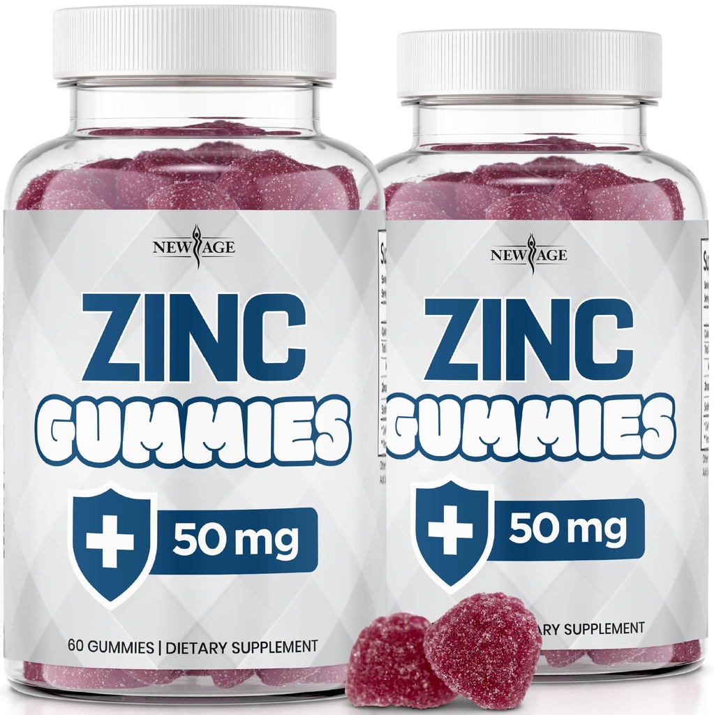 NEW AGE 아연 구미 - 2 팩 - 50mg 높은 면역 부스터 아연 보충, 면역 방어, 강력한 천연 산화 방지제, 비 GMO - 새로운 시대에 의해, 120 조사