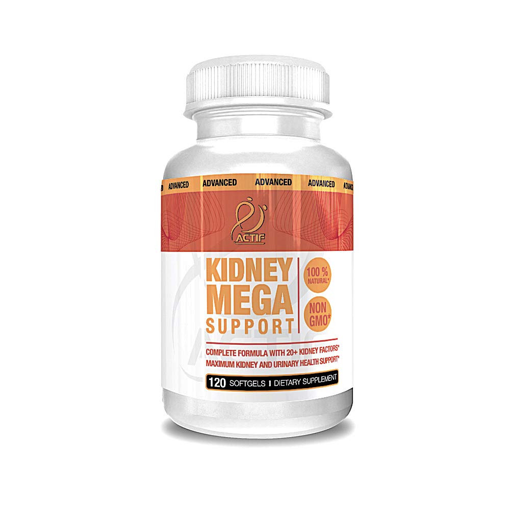 Actif Kidney Mega Support with 10+ Advanced Factors, Boosts Healthy Kidney Function, Kidney Cleanse, Non-GMO, 빠른 행동, 미국에서 만든, 120 조사