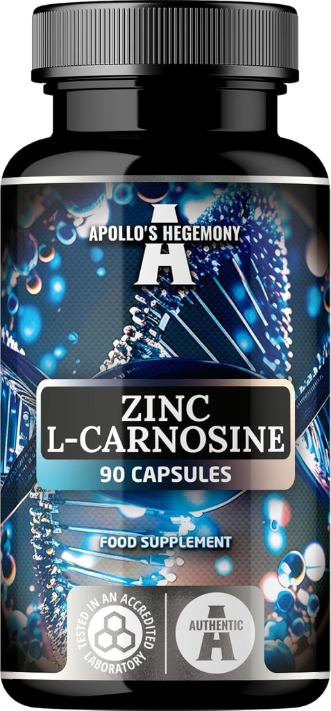캡슐 당 아연 L Carnosine 37.5mg, 90 Vegan 캡슐, 3 개월 공급, 아연 보충 및 아미노 산 베타 알라닌, 아폴로의 Hegemony.