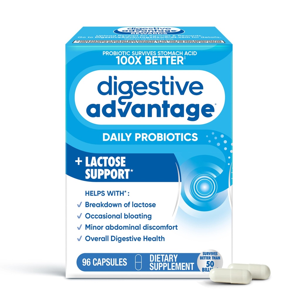 소화 이점 Lactose 방어적인 캡슐 (상자에 있는 96 조사), 도움은 Lactose를 아래로 끊고 Digestive Upset에 대하여 방어하고, 소화하고 면역성 건강, CFUs를 지원합니다