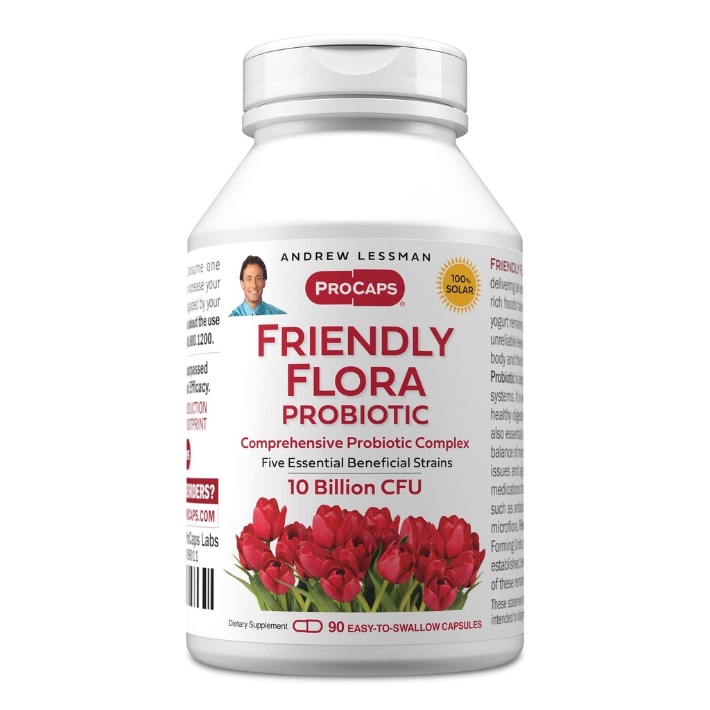 ANDREW LESSMAN 친절한 Flora Probiotic 90 캡슐 - 10 억 CFU, 5 개의 Probiotic Strains, 강력한 면역 및 소화 지원의 종합 혼합. 여성 또는 남성을위한 Probiotics