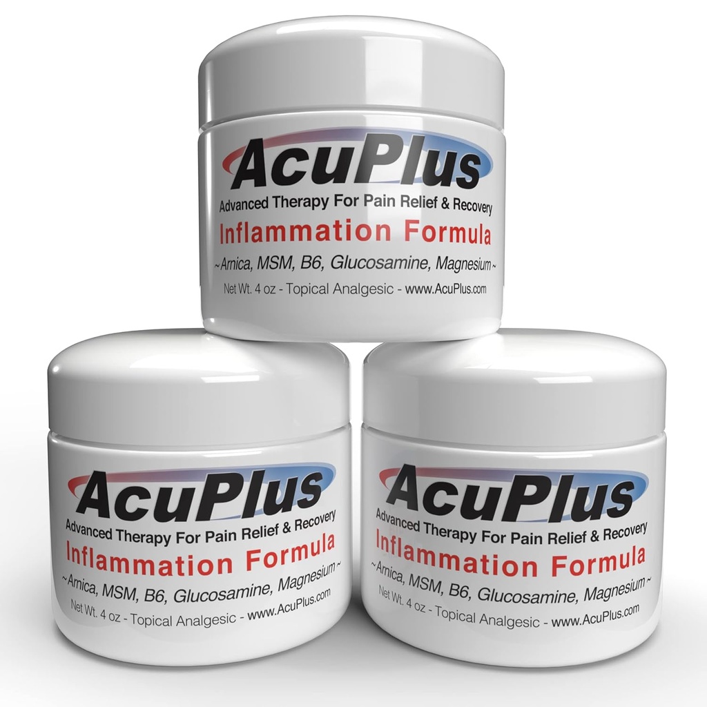 AcuPlus - 근육 및 관절 통증에 고급 통증 완화 화제 안티 염증 크림 - 관절염, Bursitis, & Tendonitis - 천연 재료와 빠른 행동 공식 - 4 oz. 각, 팩 3