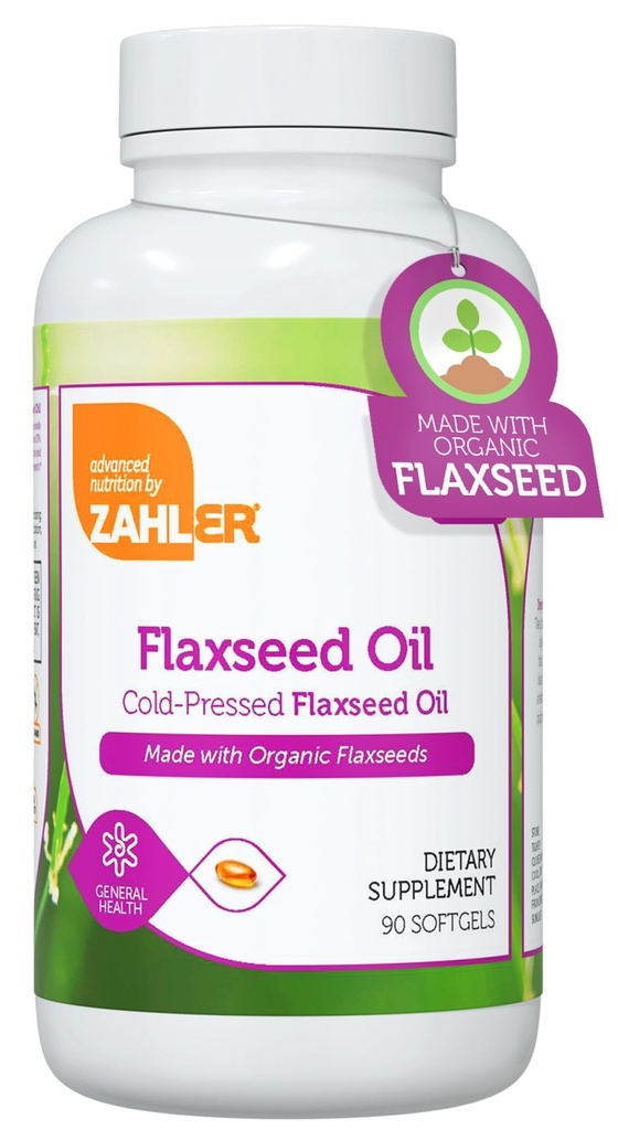 Zahler 유기 Flaxseed 기름 - 1000mg Softgels - 유기 Omega 3 ALA 보충교재 - Kosher 비 GMO 글루텐 자유로운 채식주의자 친절한 Flaxseed (90 조사)