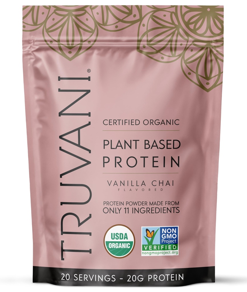 Truvani Vegan Pea Protein Powder | 바닐라 케일 | 20g 유기농 공장 기반 단백질 | 20 인분 | Keto | Gluten & Dairy Free | Low Carb | 추가 설탕 없음