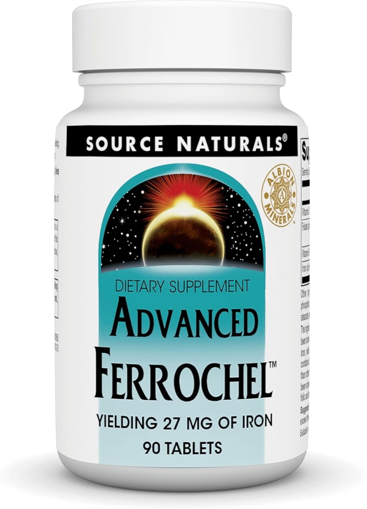 고급 Ferrochel Source Naturals, Inc. 90 탭