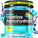 Creatine Monohydrate Gummies Complex 남자 & 여자를 위한 6200mg - 근육 힘, 근육 건축업자, 에너지 부스트, 전 운동 보충교재를 위한 120 Gummies 진보된 공식 W/L-Taurine + 비타민 B12 - Thinbi