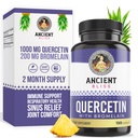 Bromelain의 고대 블리스 퀴르세틴 | Quercetin 1000mg Bromelain 200mg / 서빙 | Immune System, Joint Health, Respiratory Health & overall Well-Being - 120 캡슐 지원