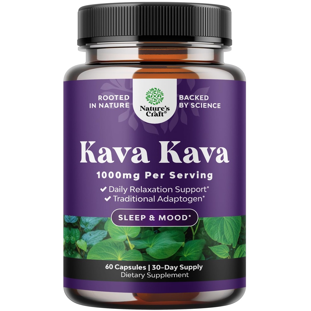 Kava Kava 뿌리 추출물 보충교재 1000mg - 균형 잡힌 계류를 위한 Kavalactone를 가진 빠른 임시 초본 지원 - 긴장 기복 & 더 나은 잠을 위한 고요한 Calming 캡슐 - 30의 서빙