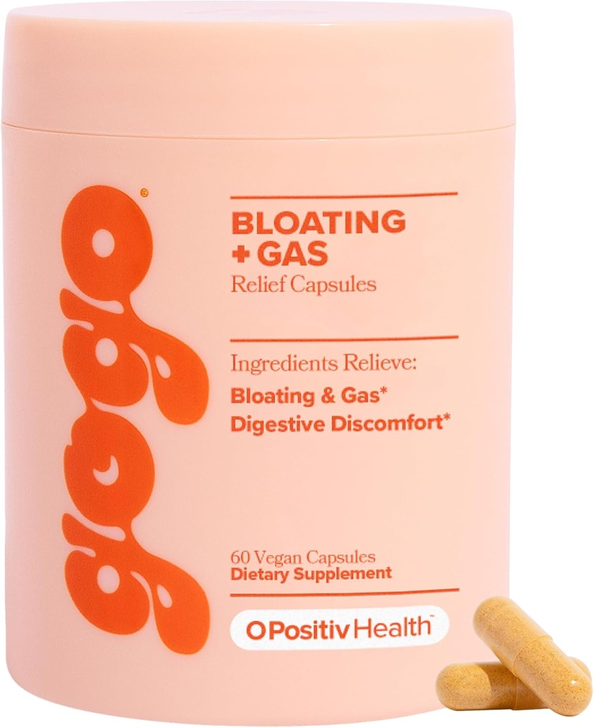 O Positiv GOGO Bloating & Gas Digestive Relief - Bloating Relief & Water Retention 용 소화 효소 - Bromelain, Ginger Root, & Milk Thistle - 30 서빙 (팩 1)