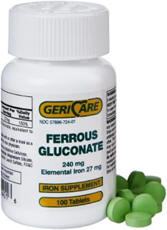 GeriCare 철 Gluconate 240mg 100 정제 각각 (6의 포장)