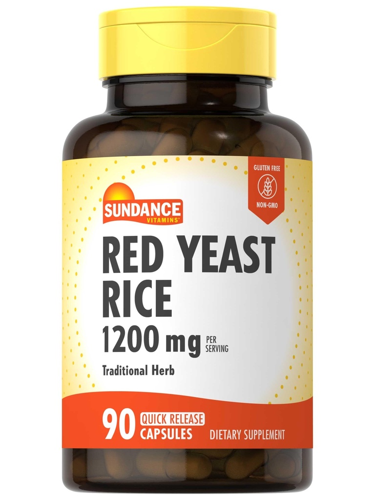 Sundance Red Yeast Rice Capsules | 1200mg | 90 Count | 전통 초본 보충 | Non-GMO 및 글루텐 프리 포뮬러