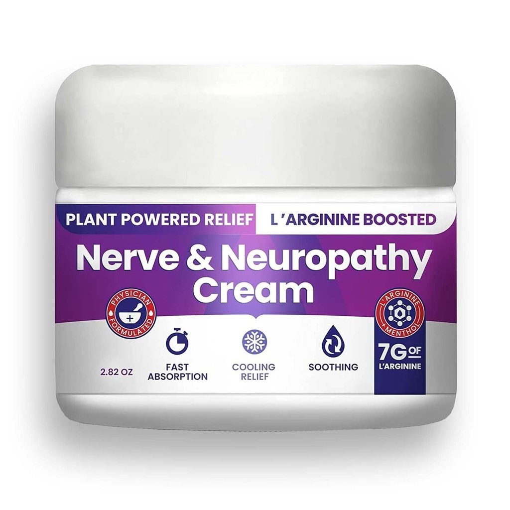 Nerve 및 Neuropathy 크림 - 발, 손, 다리, 발가락에 대한 식물 강화 구호는 L'Arginine의 7gram을 포함합니다; 비타민 B6, Arnica, 알로에 -2.82oz