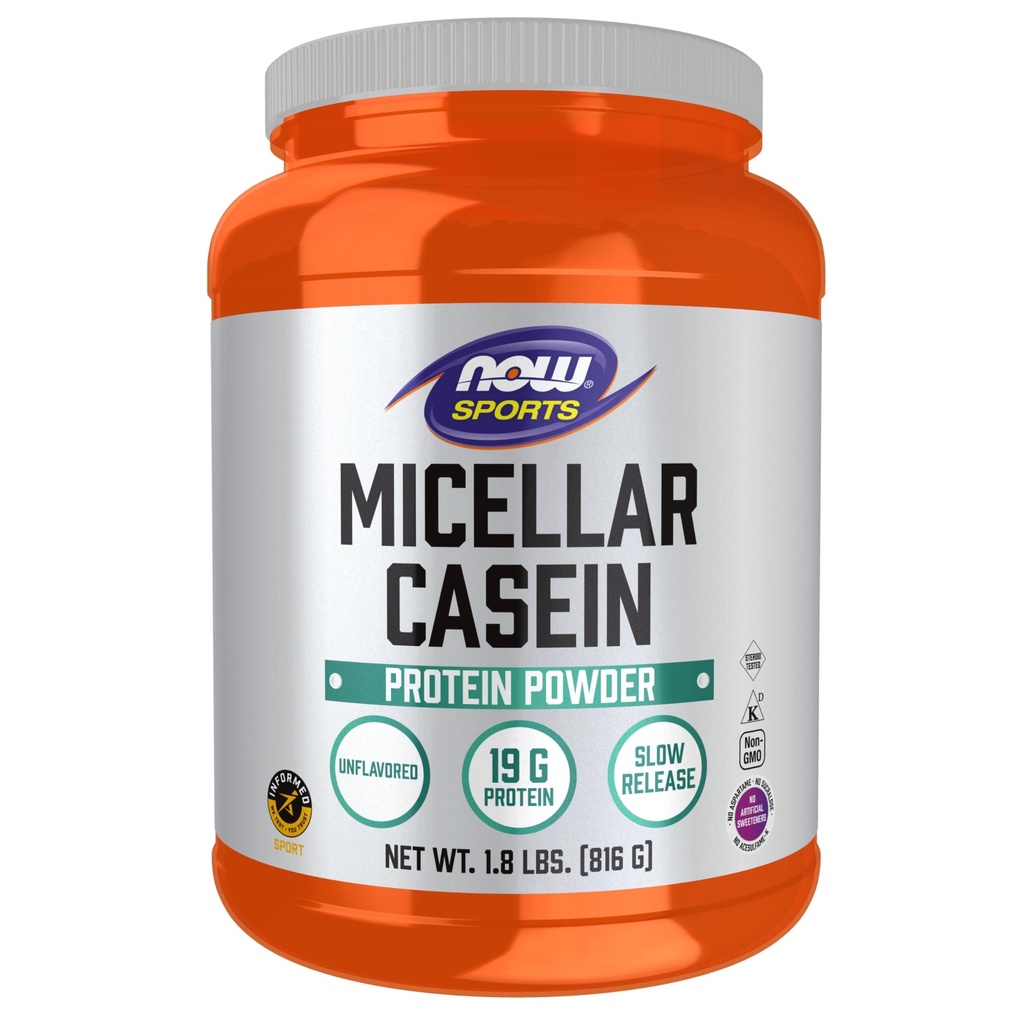 지금 음식 스포츠 영양, Micellar Casein 19 g, 느린 방출, 불쾌한 분말, 1.8-Pound