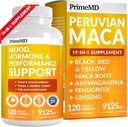 PrimeMD 19-in-1 페루 마카 루트 캡슐 - 9125 mg Ashwagandha는 Maca Fenugreek 및 Ginseng과 Mood, 호르몬 및 성능 지원 (120 캡슐)