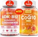 B12 Gummies + 1Pack CoQ10-250mg를 가진 NEVISS 2Pack 비타민 ADK는 Gummies를 채웠습니다