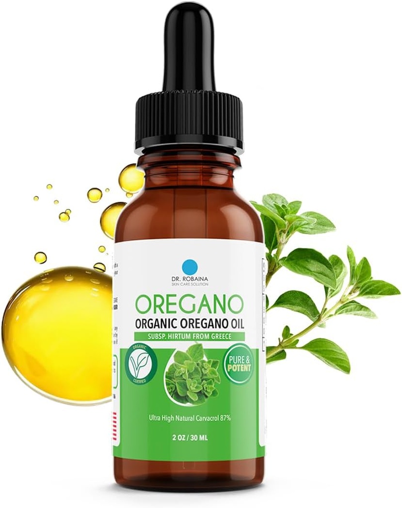 Oregano Drops의 Robaina 유기 오일 87% Carvacrol – 야생 그리스 Oregano (Hirtum) EVOO에서 냉각 압력 – 432 서빙 – Immune & 소화 지원 – 알코올 무료, Vegan, Non-GMO