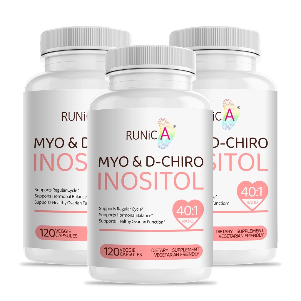 Myo-Inositol & D-Chiro Inositol 여성을위한 보충 - 이상 40 : 1 비율 - 지원 여성 호르몬 균형 및 불임 및 Ovarian 건강 - Vegan 분말 캡슐 - 90 일 공급