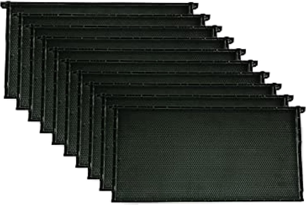 Mann Lake Premium Beekeeping Frames, All-in-One Frame & Foundation, Natural Beeswax Coating, Universal Fit, BPA & BPS Free, 9 1/8 인치, 블랙, 10 개 포장