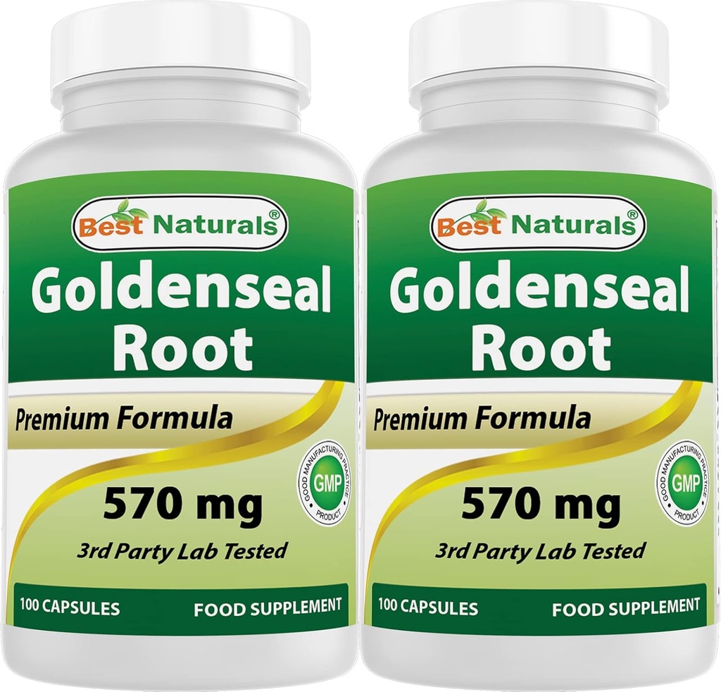 제일 자연적인 Goldenseal 뿌리 570 mg (Non-GMO) 100 캡슐 (100의 조사 2))