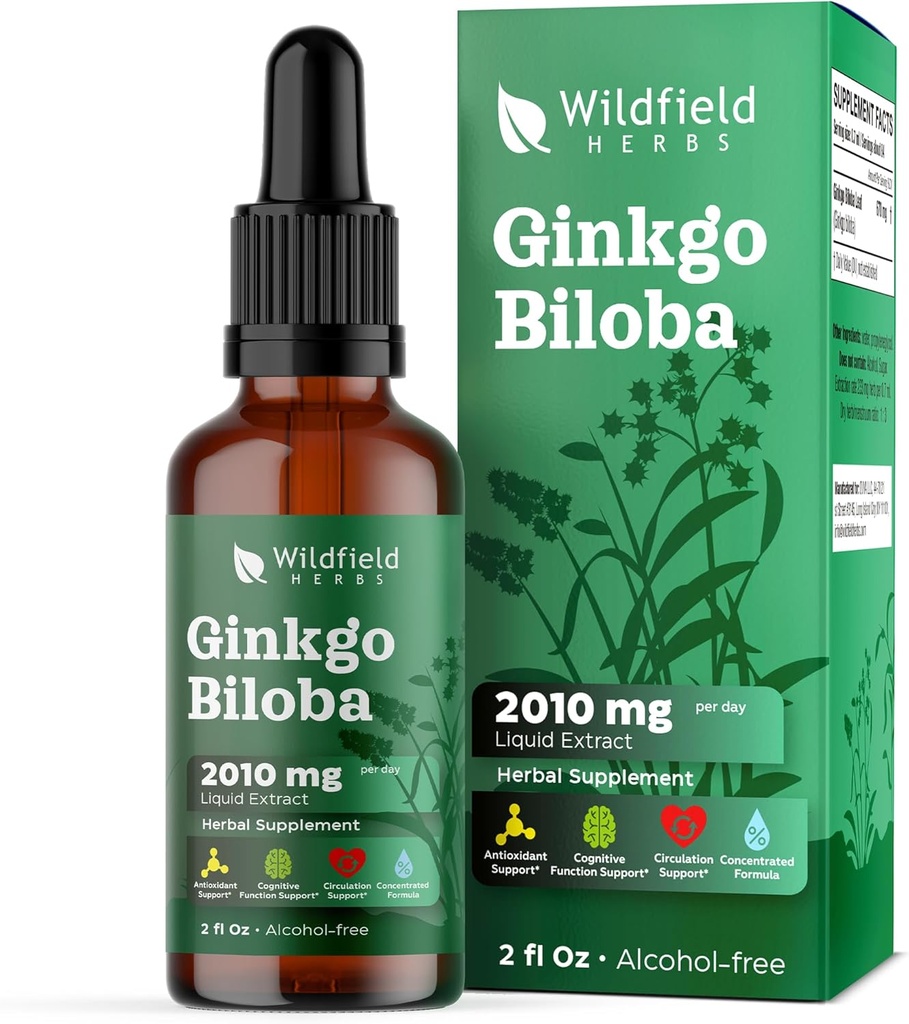 은행나무 Biloba 추출물 하락 액체 2000mg (Ginkgo biloba L.) 초본 보충교재는 캡슐, 1 달 공급, 84의 서빙, 알콜 자유로운 Tincture 보다는 더 나은 흡수합니다 - 1개 Oz의 팩