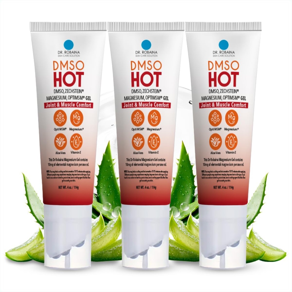 Dr. Robaina DMSO HOT Roll-On - 99.9% 순수한 약제 급료 | 표적 열을 위한 다 공 도포구 | Zechstein 마그네슘, MSM, Arnica, Aloe Vera, 비타민 E - 4개 oz | 미국에서 만드는