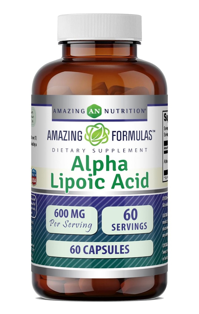 Amazing Formulas Alpha Lipoic Acid | 600 Mg Per 서빙 보충 | 캡슐 | Non-GMO | 글루텐 프리 | 미국 (1 팩 | 60 개)