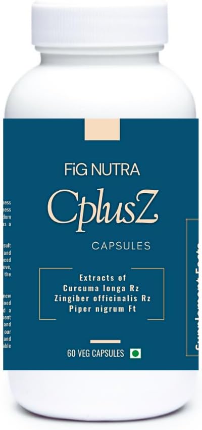 FiG Nutra의 CPlusZ : Black Pepper & Ginger 추출물이있는 높은 효능 Curcumin - 합동 및 대사 및 산화 방지제 지원을위한 향상된 공식 - 60 Veg Caps
