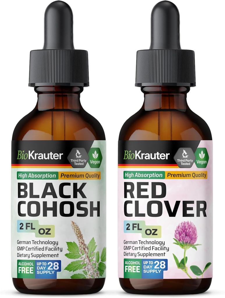 BIO KRAUTER Black Cohosh Tincture 2 Fl. Oz. & 레드 클로버 Tincture 2 Fl. Oz.