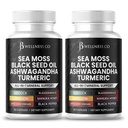 Sea Moss Black Seed Oil Ashwagandha Turmeric Bladderwrack Burdock - Manuka, 꿀 Dandelion, ACV Black Pepper Gluten 무료 120 개