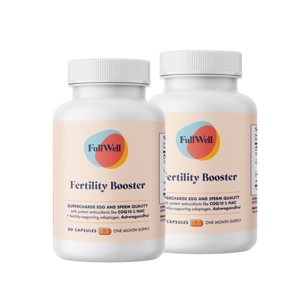 FullWell Fertility Booster for Men & Women | 건강한 계란 품질, 정자성 및 강도에 대한 개념 지원 | Dietitian-Formulated | Ashwagandha, CoQ10 & NAC, 3rd Party Tested, 60 서빙