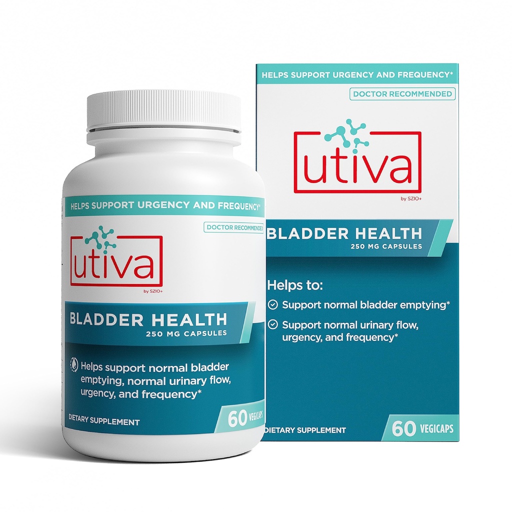Szio+ Utiva Bladder 건강 - Overactive Bladder와 낮은 Urinary Tract 건강을 위한 통제 보충교재 - 빈도와 긴급을 감소시키는 임상으로 입증 - 60의 캡슐