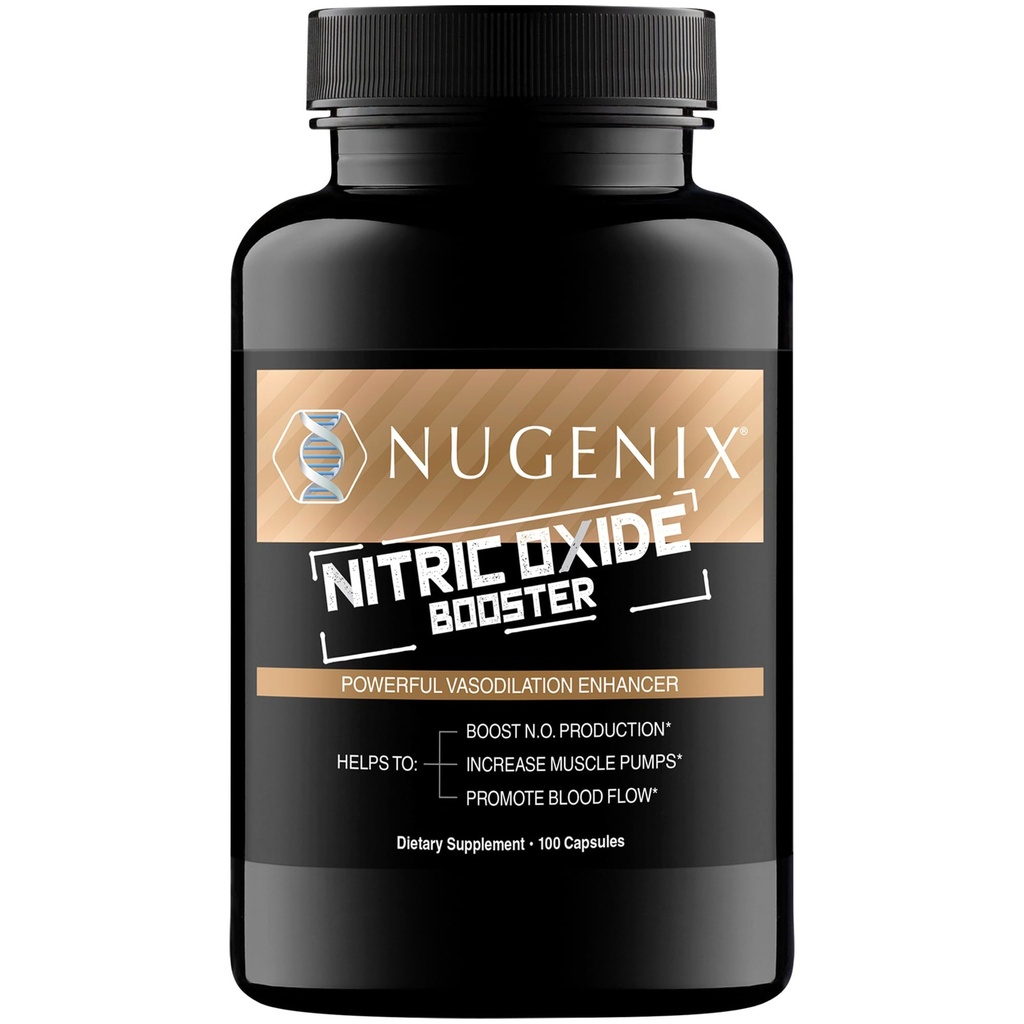 Nugenix Nitric 산화물 부스터 보충 - 산화 질소 흐름, L 아르기닌, L-Citrulline, 소나무 껍질 추출 - 혈관 - 100 캡슐