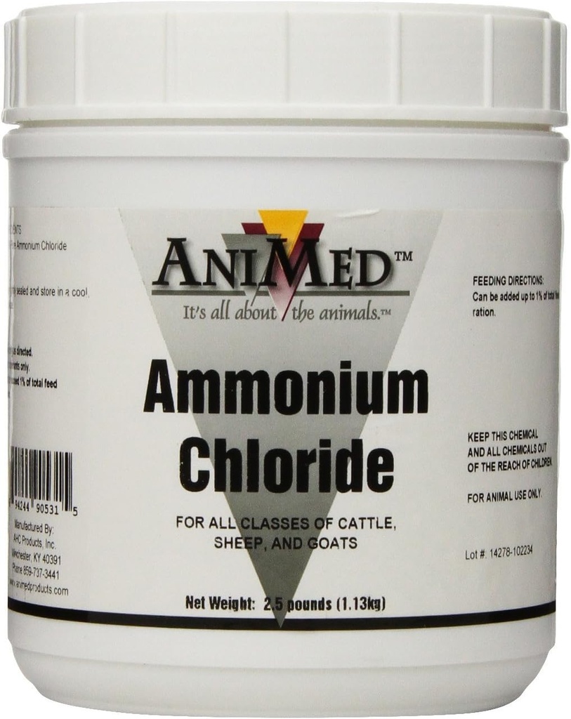 AniMed Powder 99.9-Percent 암모늄 염화물 for Horses Dogs Cats Cows Sheep and Goats, 2.5-Pound...